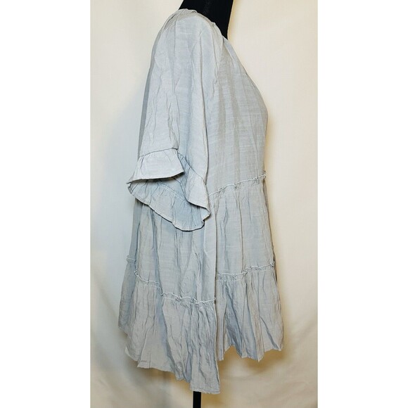 CAMILLE & CO Gray Tiered Boho Ruffle Short Sleeve Blouse Top Women's XL NWT - Picture 4 of 9